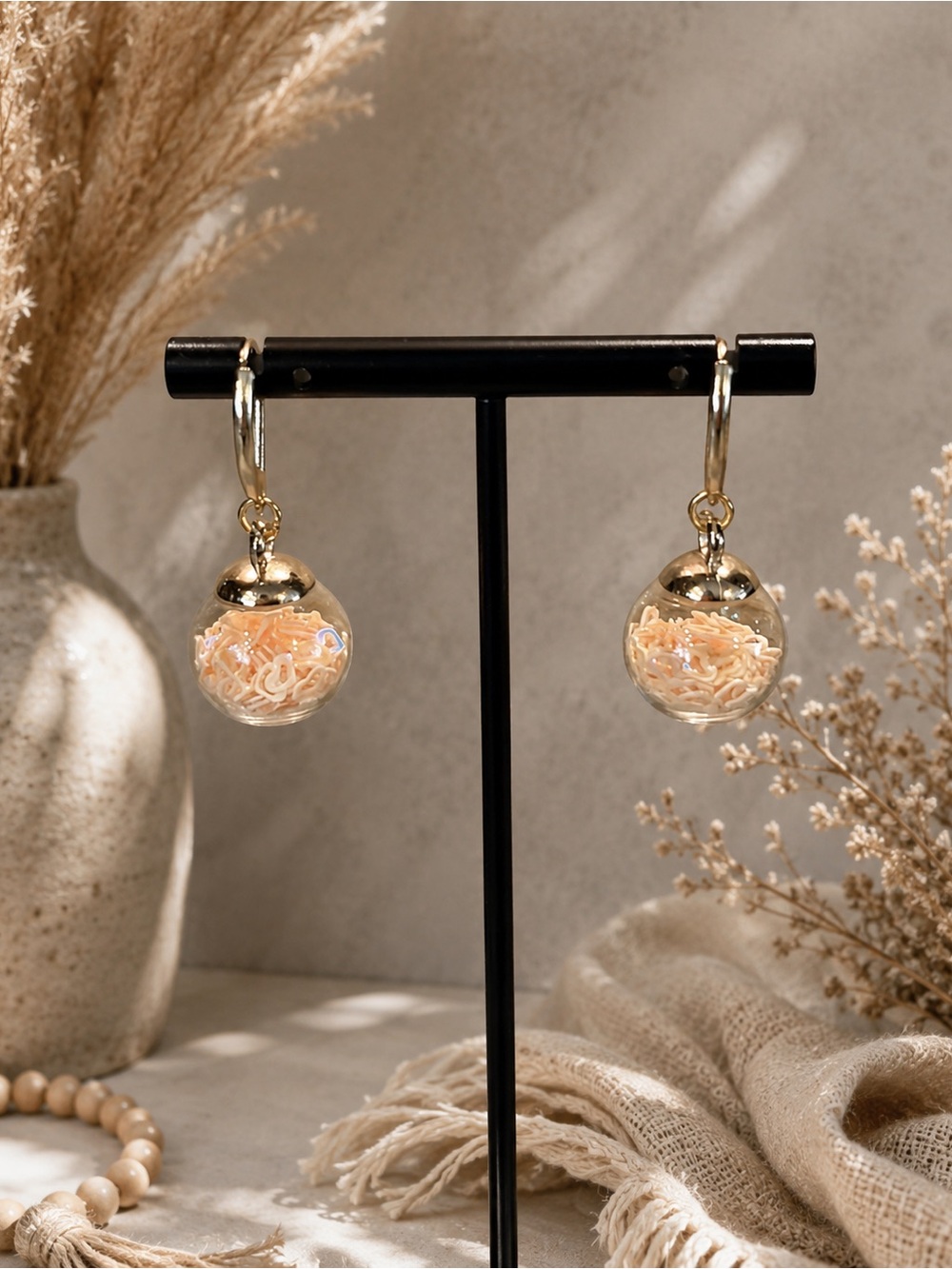 Handmade Leverback Earrings with Glass Globe Drops